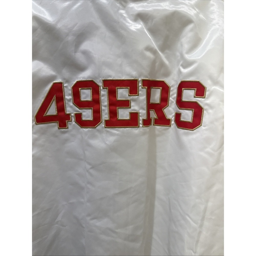 White/Scarlet San Francisco 49ers Historic Logo Renegade Satin Varsity Jacket - Picture 6 of 7